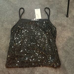 Women’s black sequen tank